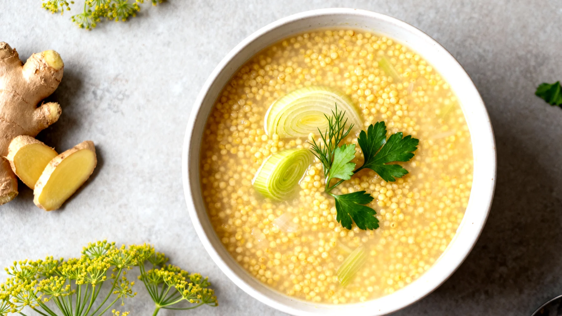 Zuppa di miglio con finocchio e zenzero"