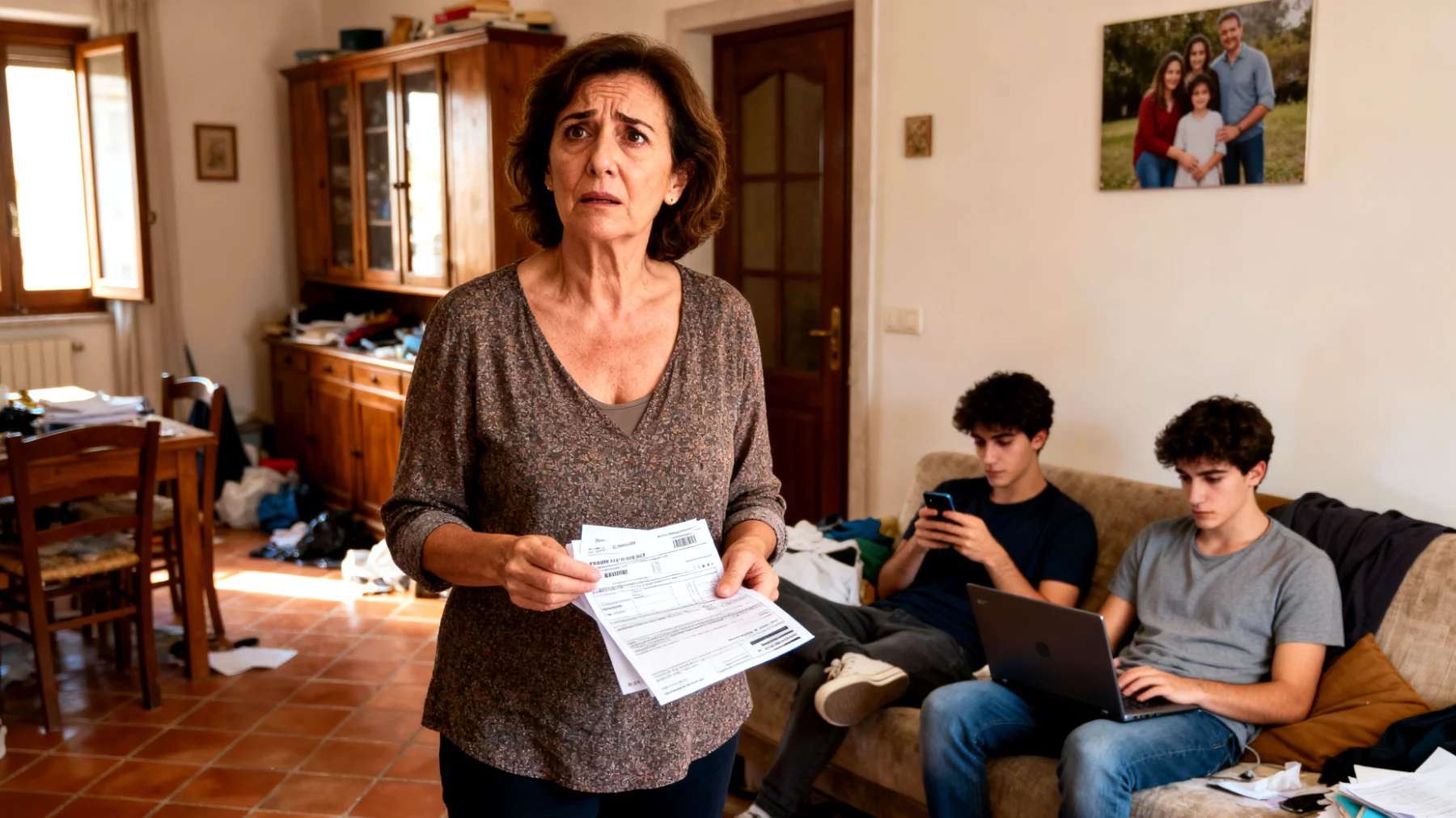 Una mamma fatica a stabilire limiti e regole chiare con i suoi figli giovani adulti (20-30 anni) che vivono ancora in casa, concedendo troppa libertà senza responsabilità, creando dipendenza economica e ritardando la loro maturazione e autonomia personale"