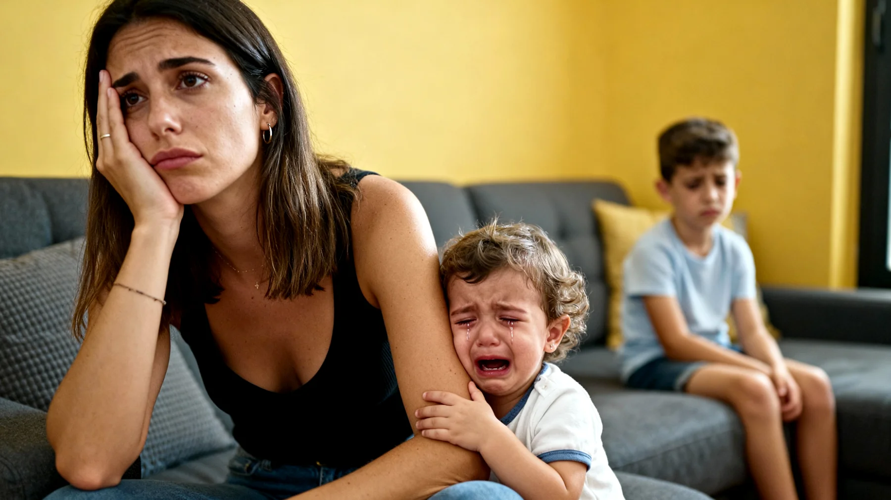 Una mamma si trova a gestire la gelosia del figlio più piccolo verso il fratello maggiore, che manifesta comportamenti regressivi, capricci frequenti e richieste continue di attenzione esclusiva, creando tensioni familiari e sensi di inadeguatezza nella madre."