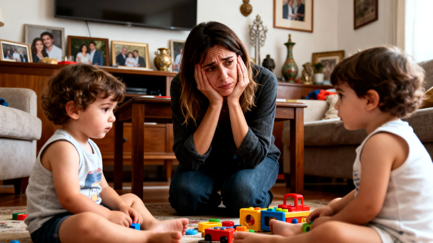 Una mamma si trova in difficoltà nel gestire i conflitti quotidiani con i suoi bambini piccoli riguardo alle regole e ai limiti da rispettare in casa, sentendosi spesso in bilico tra fermezza e dolcezza, con conseguente stress e incertezza educativa"